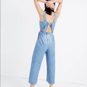 {Madewell} Denim Apron Bow-Back Jumpsuit